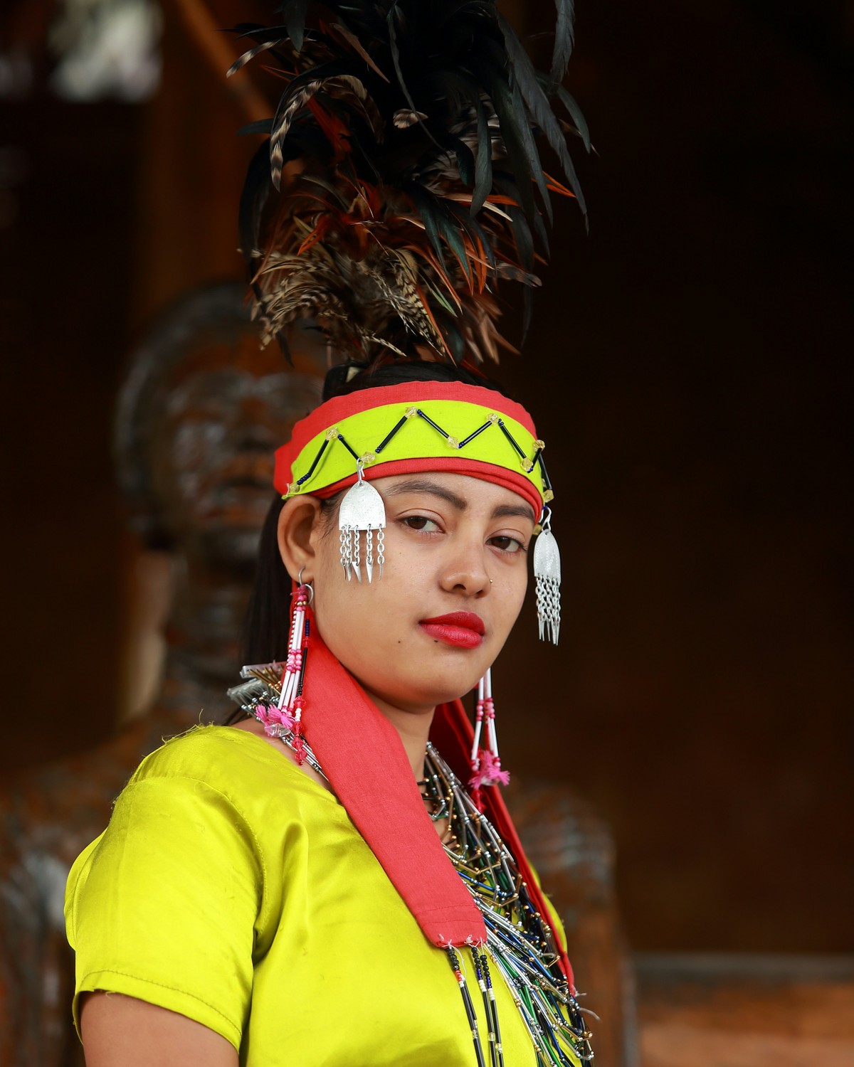 A young Naga woman in festival dress, Nagaland