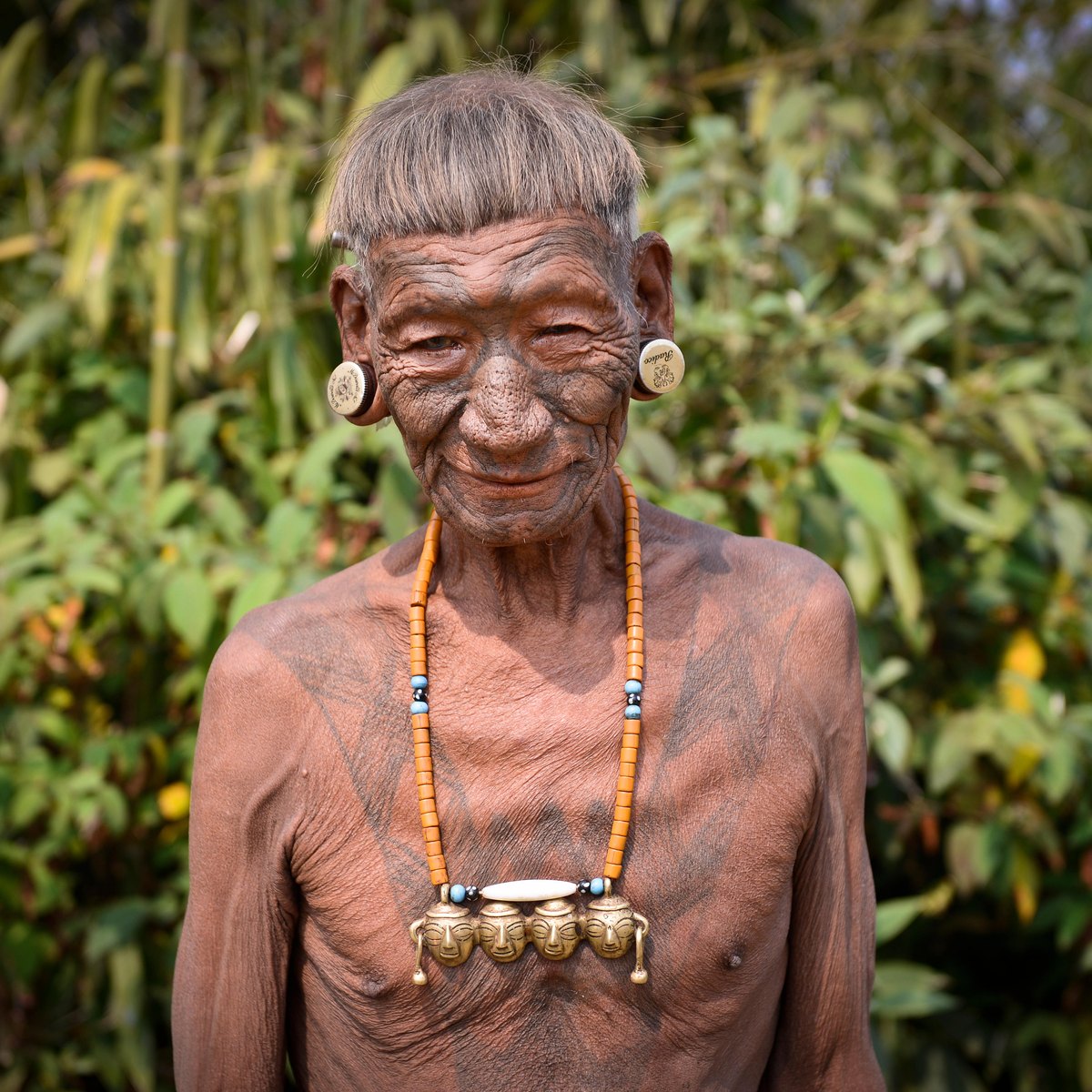A Konyak elder in Mon, Nagaland