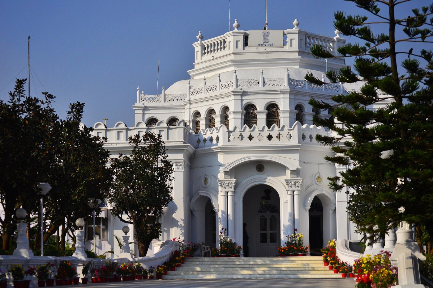 The white Ujjayanta Palace in Agartala