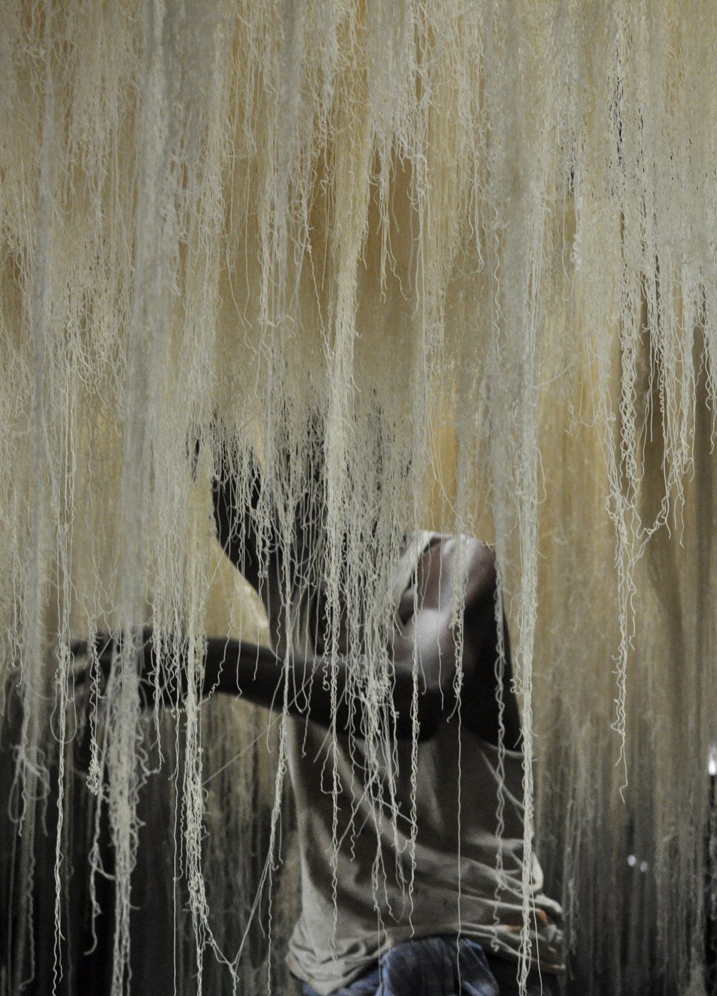 Handmade vermicelli hung out to dry