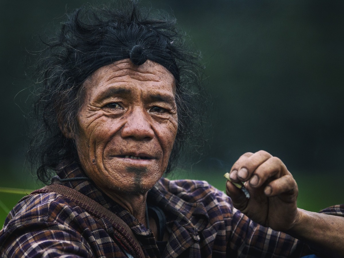 Portrait of a man from the hills of Arunachal Pradesh